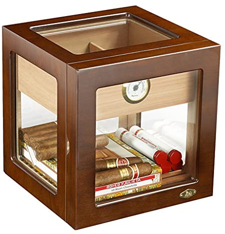 ROLTIN Humidore, sichtbarer Zigarrenschrank, alkoholisierte Zigarren-Feuchtigkeitsbox, Zedernholz-Zigarren-Zigarrenschrank mit großer Kapazität, tragbarer Zigarrenetui