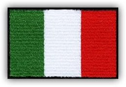 Patchion Klein Italien-Flaggen-Patch, 3,3 x 2,2 cm, Hot Cut Rand, Iron-on oder Sew-on, Grün, Weiß, Rot
