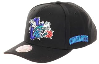 Mitchell & Ness Charlotte Hornets NBA Icon Grail Pro Snapback Hardwood Claasic Cap Pro Crown Fit Black - One-Size