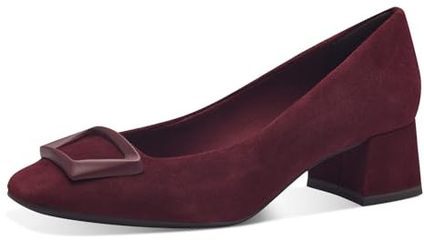 Tamaris Damen Pumps Leder Blockabsatz bequem; Merlot Suede, EU 39