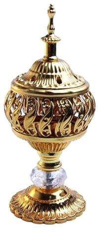 Brûleur d'encens vintage en métal - Encensoir grec chrétien - Bougeoir décoratif en fer doré pour église, maison, bureau
