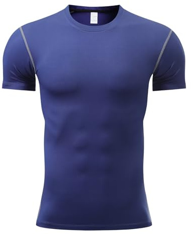 Sillictor Mens Compression Top Short Sleeve Running Top Mens Football Training Tops Quick Dry Sports Gym T Shirts Men Base Layer Top for Cycling Golf Workout Hiking High Wicking Muscle Support