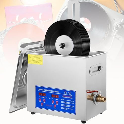 YMAOMAO Vinyl Records Ultrasonic Cleaner, 6L Ultrasonic Vinyl Cleaner 7-12 Inch 8 Records Ultrasonic Vinyl Cleaning Machine 180W Ultrasonic Records Cleaner with Drying Rack for Jewelry Watch Retainer