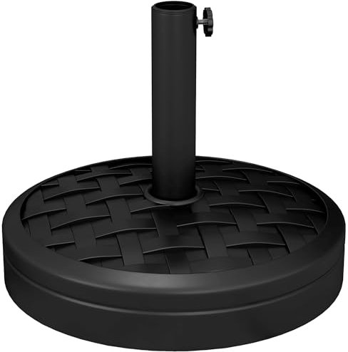 Outsunny Base de Sombrilla Redondo Soporte para Parasol Rellenable de Cemento Peso 18 kg para Poste de Paraguas de Ø38/48 mm Ø45x36 cm Negro