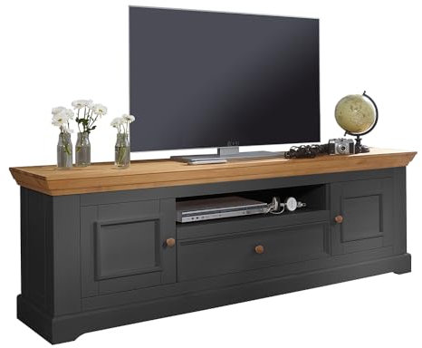Lomadox Lowboard TV-Schrank 189cm in Kiefer grau mit Eiche Wohnzimmer Landhausstil