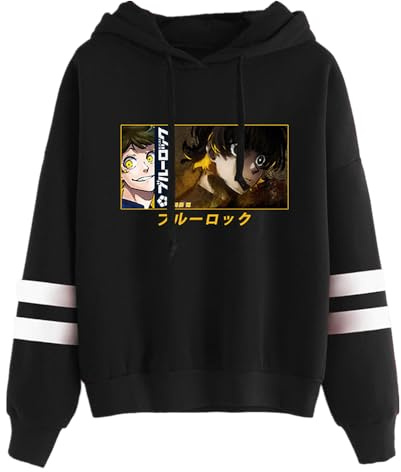 Charous Anime BLUE LOCK Cosplay Bachira Meguru Cartoon Bar Sleeve Hoodie,Casual Sweater for Manga BLUE-LOCK Fans Gift