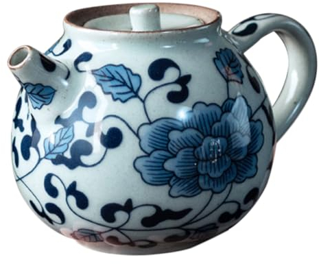 CIYODO Théière En Porcelaine Bleue Et Blanche En Céramique Théière Chinoise Théière Chinoise Rétro Théière Vintage Théière De Maison Théière De Ménage Théière De Bureau Théière De