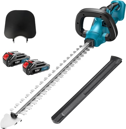 Akku Heckenschere, Ersatz für Makita 18V DUH502Z, kompatibel mit Makita BL1830B, mit 2x5500mAh Akku und Ladegerät, Bürstenlos Strauchschere Handheckenschere, für Trimmen im Park Garten