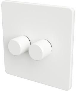 SAMOTECH Zigbee Dimmer Switch No neutral wire required, compatible with Philips Hue, Home Assistant - White/White 2-Gang Zigbee Dimmer