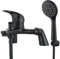 Eovem Black Bath Tap, Single Lever Bathroom Shower Tap Round Tub Tap Bathroom Mixer Tap with Shower Attachment