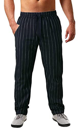 Cocila Lightning Deals of The Day Prime Men's Spring and Summer Pinstripe Cotton and Casual Sports Pants Stocking Gift Black Scrubs Trousers Men Mens Cargo Trousers Ladies Gift Sets Sale Clearance