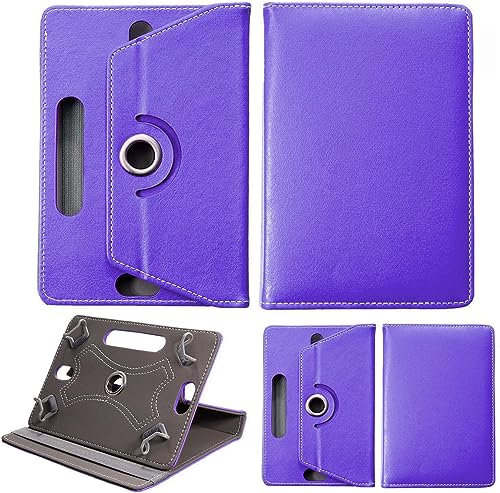 World biz Universal 7 Inch Tablet Case - Premium PU Leather 360 Degree Rotating Stand Folio Wallet Cover Android Tablets, Smooth Interior Fit for Kindle eReader Fire Lenovo/Sony E-Book (Purple)