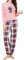 Reliwel Pyjama Femme Coton Ensembles de Pyjama Femme Hiver Chaud Haut Col Rond Manches Longues et Bas de Pyjama à Carreaux Vêtements de Nuit 2 Pièces Confortable Détente