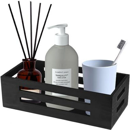 Gzsekken Toilet Roll Basket Toilet Tank Basket Black Bathroom Holder Toiletries Organiser Tray for Bathroom Toilet Paper Wood Bathroom Accessories Basket Tank Kitchen Bathroom Decor