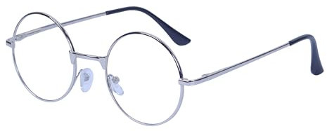 JoXiGo Lesebrille +1.0 Herren Damen (Silber) Rund Retro Nerdbrille Metall Rahmen Klar Linse + Brillenband