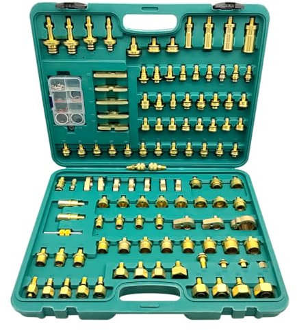 ZKTOOL Kit de testeur de fuite de climatiseur de voiture 114 pièces, kit d'outils de test, adaptateur, joints de fuite de climatisation, y compris les joints de climatisation New Energy