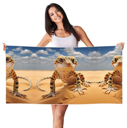 pvinnk Badetücher mit Leoparden-Gecko-Druck, übergroß, leicht, schnell trocknend, Handtuch für Erwachsene, süßes Strandtuch