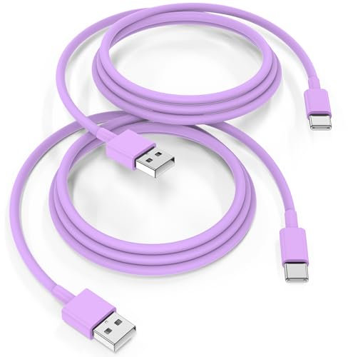 Cable USB C pour iPhone 16 17 15 Pro Max Plus,USB C vers USB Charge Rapide [2M/Lot de 2] Câble USB Type C Cable Voiture pour Apple CarPlay Compatible avec Galaxy S25 S24 S23,iPad Pro-Violet