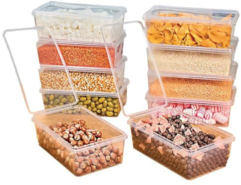 StoriGo 10-Pack 2L Reusable Food Storage Containers with Integrated Lids – BPA-Free Stackable Meal Prep Lunch Boxes – Durable Microwave Freezer Dishwasher Safe for Kitchen Pantry