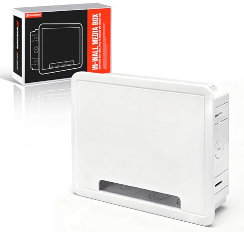Einbau-Media-Box, TV-Kabel-Management-Set, in Wandmedia-Box für Roku, Apple TV, Samsung One Connect Mini, WiFi-freundlich, Doppelzwecke, Weiß-9