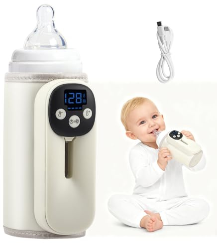 Nastopee Chauffe-biberon Portable Nomade & Voiture - 11 températures (35-55°C), Batterie Rechargeable de 8000 mAh, Chauffe-Eau biberon sans Fil idéal pour Lait Infantile.