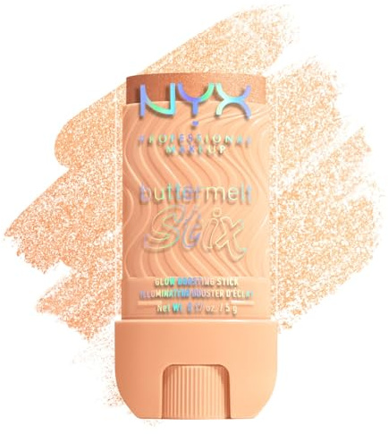 NYX Professional Makeup Buttermelt Stix, Glow Boosting Highlighter Stick mit Sheabutter & butterweicher Textur für natürlichen Glazed-Glow, wischfest & bis 8h Halt, Farbe: Let Me Melt