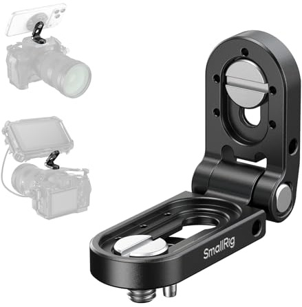 SMALLRIG Foldable Mini L-Shaped Mount Plate, Mounting Bracket Adapter with 1/4''-20 Screw & Removable Locating Pin, Max Payload 1.2 KG (2.6 lbs), for Transmitters, Monitors - MD5712