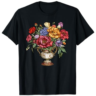 Vase Floral Victorien Bouquet élégant Fleurs de Jardin T-Shirt