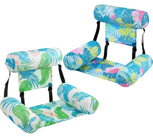 WERNNSAI 2 Pack Pool Chair Float for Adult, Heavy Duty Inflatable Pool Float Water Hammock Adjustable Fabric Floating Pool Lounge Chair for Swimming Pool Party Beach Lake Summer