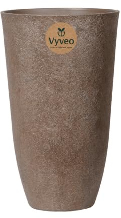 Vyveo - Blumentopf Tower - 31x52 - Braun (Retro) - Blumentopf für den Innen- und Außeneinsatz - Übertopf - Pflanztopf - Pflanzgefäß