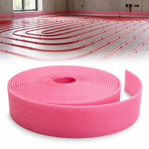 Randdämmstreifen Selbstklebend für Ausgleichsmasse 50×5mm×20 m – Rosa | Dehnfugenband für Fußbodenheizung zur Schall- und Wärmedämmung bei Bodenarbeiten für saubere Randfugen