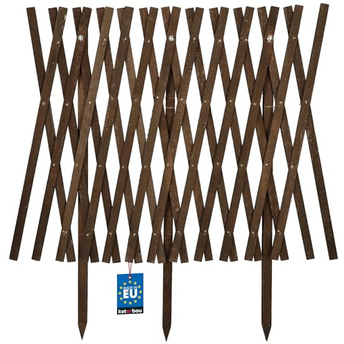 KOTARBAU® Ausziehbarer Gartenzaun aus Holz, Beeteinfassung 140 x 80 cm | Faltbare Beetumrandung, Holzzaun für Garten, Steckzaun, Beetbegrenzung, Garten Deko, Holz, Braun