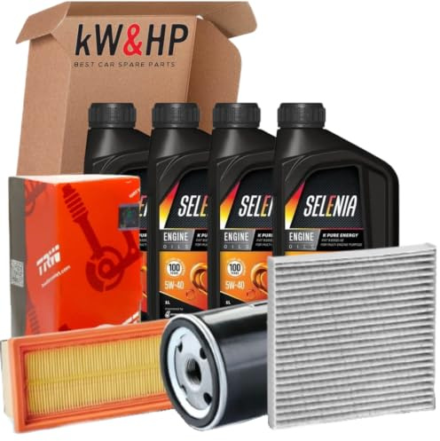 KIT TAGLIANDO 3 FILTRI 4 LITRI 5W40 PASTIGLIE ANTERIORI GRANDE PUNTO 1.2 | Kit tagliando completo con filtro aria, filtro abitacolo, filtro olio e olio motore originale 5W40 e pastiglie anteriori