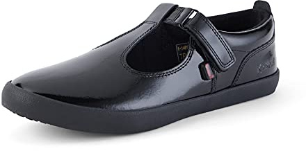 Kickers Girl's Kariko T-Strap Leather School Shoes | Smart Everyday School Look | Hook & Loop Fastening, Cushioned for All-Day Wear