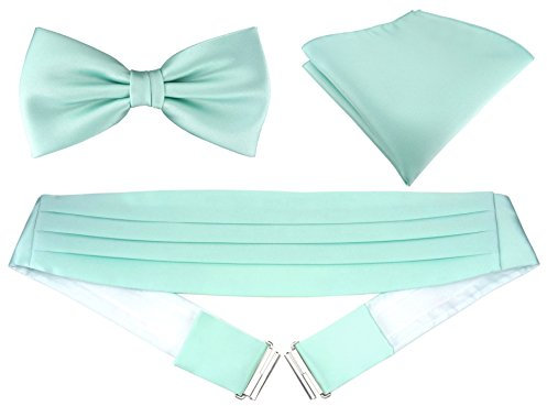 TigerTie Kummerbund Einstecktuch Satin Fliege in mint grün - Schärpe Leibbinde