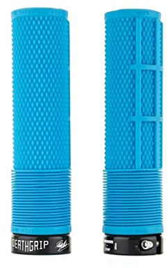 DMR Death Grip Thick (Thick) 1.2 inches (31.3 mm) Blue FL | DMR Flangeless Bike Grips - Thick Blue, Lock-On, Kraton Rubber