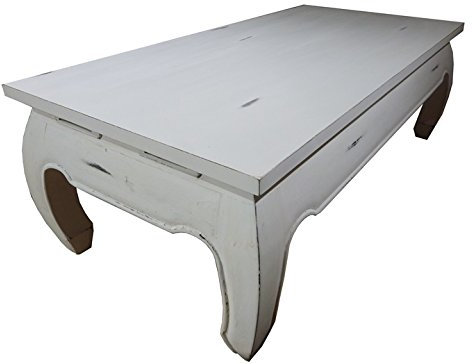 COUCHTISCH Opium Teak Farbe White Wash Verschiedene größen (60 x 120 cm)