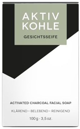 Klar Seifen Aktivkohleseife 100g, Cosmos zertifiziert, palmölfrei, geeignet für fettige / unreine zu Akne neigender Haut, Seife 10943