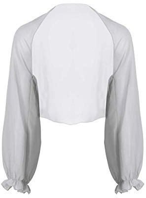 YiZYiF Damen Chiffon Cardigan Festlich Bolero mit Glocken Ärmel Leichte Dünne Jacke als Bikini Cover Up, 9 Farben Hellgrau Einheitsgröße