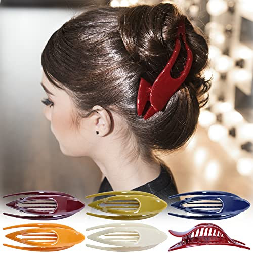 RC ROCHE 6 Stück Haarspange Haarklammer Französisch Geschwungen für Damen Mädchen Fester Halt Ohne Rutschen Hochwertig Haare Hochstecken, Klein Klassisch Multifarben