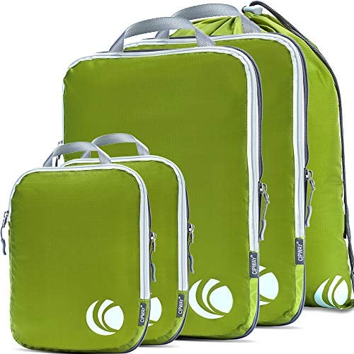 Cipway - 5 Set Kompressions-Packwürfel für Reisen, ultraleichte Verpackungsorganisatoren für Gepäck, Koffer und Rucksack (grün), L