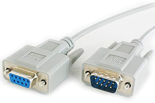 10m 9 Way RS232 Male to Female Null Modem Extension Cable | Serial Pin DB9 Data Lead | PC Computer Laptop Extend Wire
