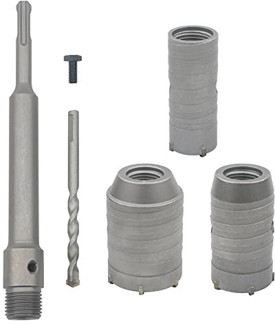 Unxuey Carbide Steel Concrete Cement Hole Saw Drill Bit Wall Stone SDS Plus Shank 30mm / 40mm / 50mm Cutter with 200mm Connecting Rod for Wall Brick