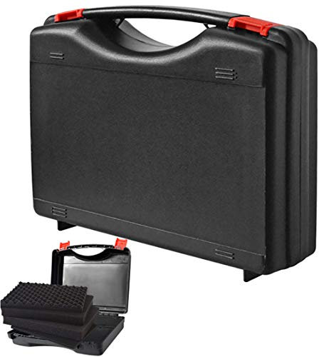 AOOCY Estuche rígido pequeño con Interior de Espuma para Pistola, GoPro, micrófono, cámara y más, 12.2 x 10 x 2.7 Pulgadas, Color Negro