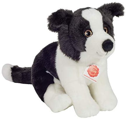 Teddy Hermann 91959 Hund Border Collie Welpe sitzend 25 cm, Kuscheltier, Plüschtier mit recycelter Füllung