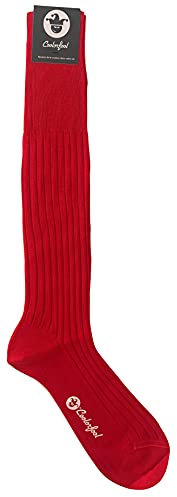 Coolorfool 1 paio di calzini al ginocchio - calze lunghe - uomini - filo di Scozia di lusso - fine 100% cotone rosso T41/42