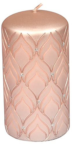 G Decor Jolene Glitter Elegant Rose Gold Pillar Candle (Large Pillar)