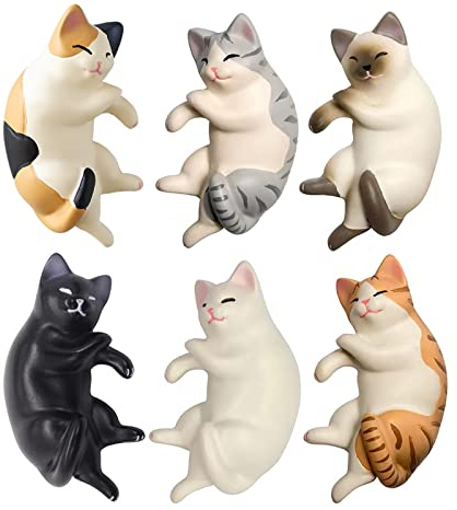 Cute 6 Pack Fun Cat Refrigerator Magnets Office Magnet Cute Magnets for Fridge 3D Cat Refrigerator Magnet Set 6 Pack,Decoration for Kitchen,House,Office,Whiteboard