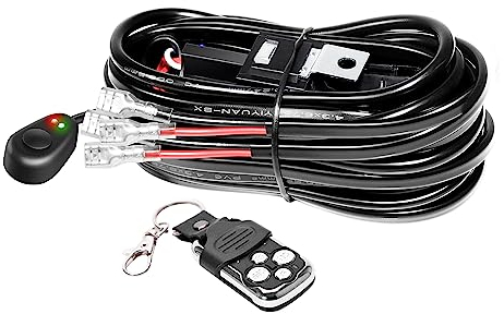 Willpower 12 V LED-Lichtleiste, Stroboskop, Blitzkabelsatz, 3 m, 18 AWG, DC 40 A, ON/OFF-Fernbedienungsschalter für Auto, Geländewagen, SUV, UTE, ATV, 4 x 4, LED-Nebel-Arbeitslampen (2 Leitungen)