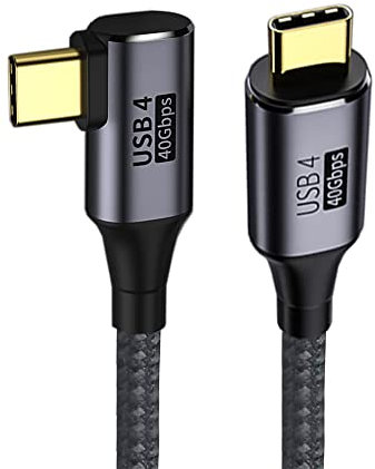 NFHK Câble USB 4 coudé 40 Gbit/s avec charge 100 W et 8K @ 60 Hz 5K @ 60 Hz USB 4.0 compatible avec Thunderbolt 3/4 30 cm